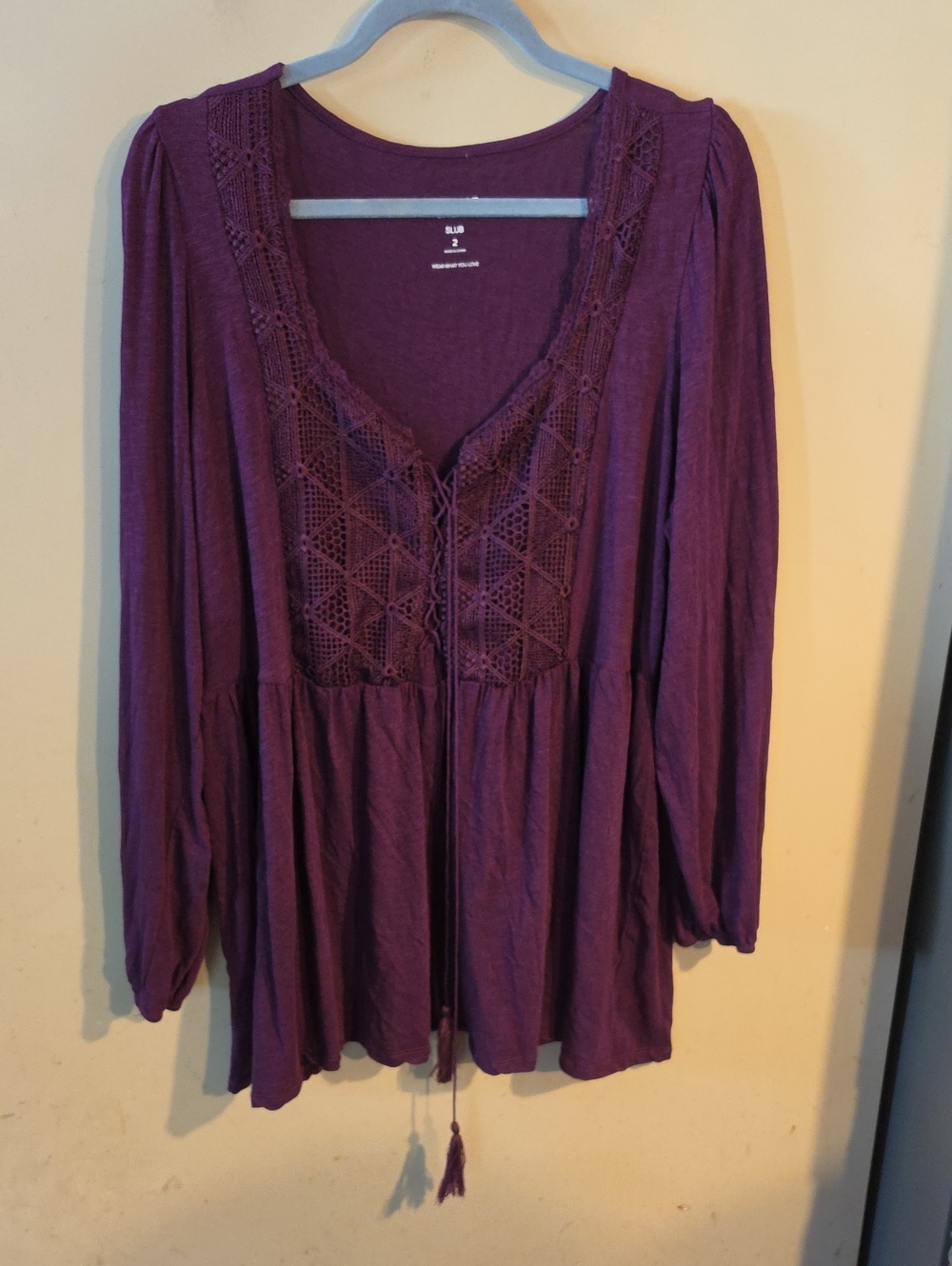 torrid Purple Crochet-Trim Peasant Top